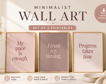 Mindful Affirmation Wall Art Set | Minimalist Calm Living Prints (Instant Download)