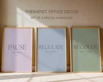Pause Regulate Recover Poster Set | Nervous System Healing | Mental Health Affirmation | Therapy Wall Art | Instant Download