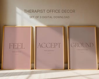 Feel Accept Ground Poster Set | ACT Therapy Affirmation Art (Instant Download)