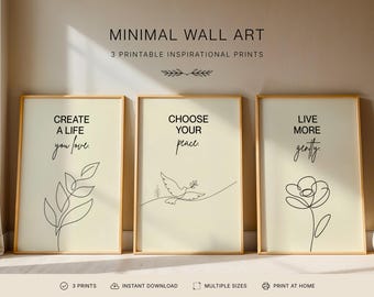 Create A Life You Love | Minimalist Line Art Set of 3 | Inspirational Wall Art (Digital Download)