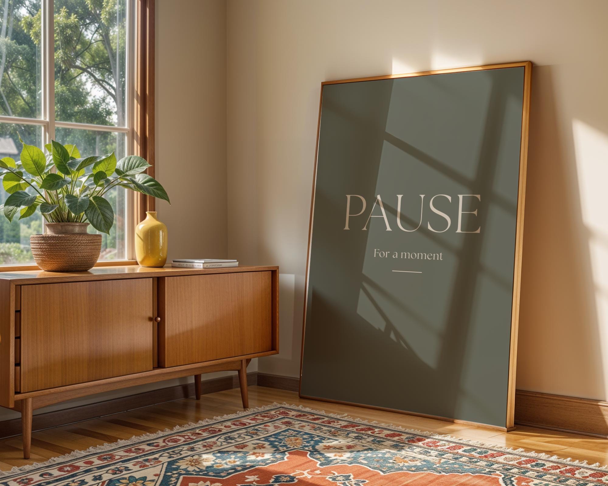 Pause In Wall Pause Breathe Heal Print Set of 3, Teal Sage Grey Meditation Wall Art ...