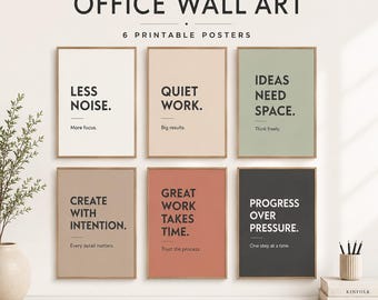 Motivational Office Prints Set | Modern Minimal Workplace Wall Art (Digital Download)