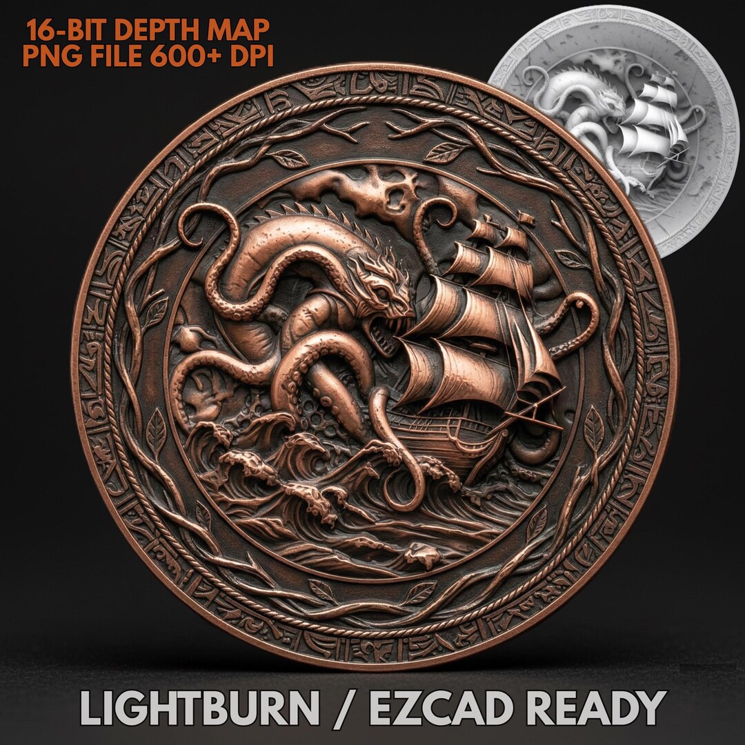 Emboss Alpha Map Pirate Coin Depth Map: Veteran 3D Embossing Height Maps for Fiber Laser ...