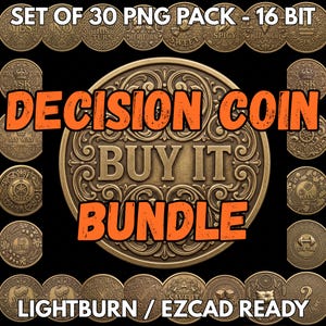 Decision Coin Depth Maps | Set Of 30 CNC, 3D Printing Height Maps Bundle (Digital Download)