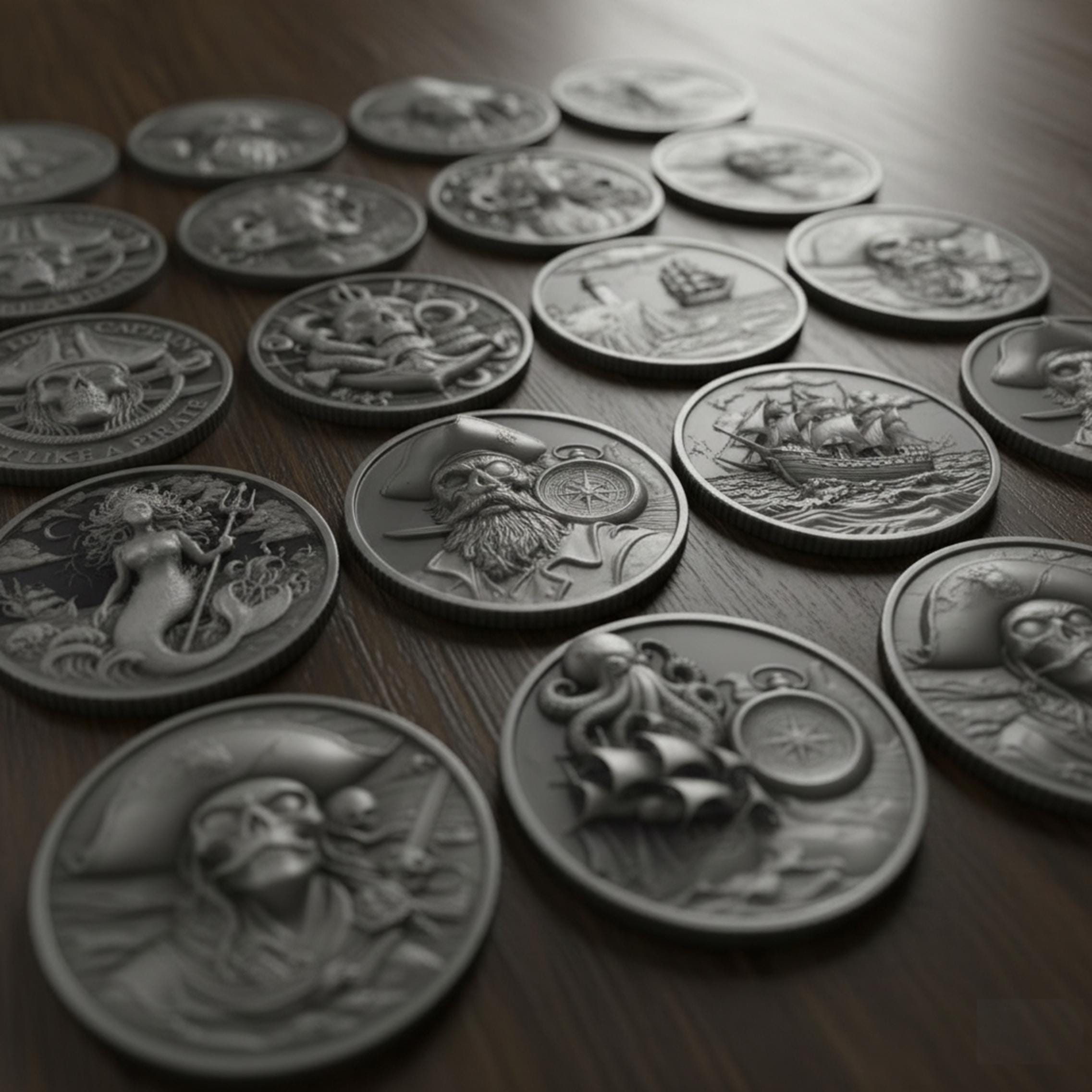 30 Pirate Coin PNG Depth Map Bundle: 3D Embossing Height Maps for Fiber ...