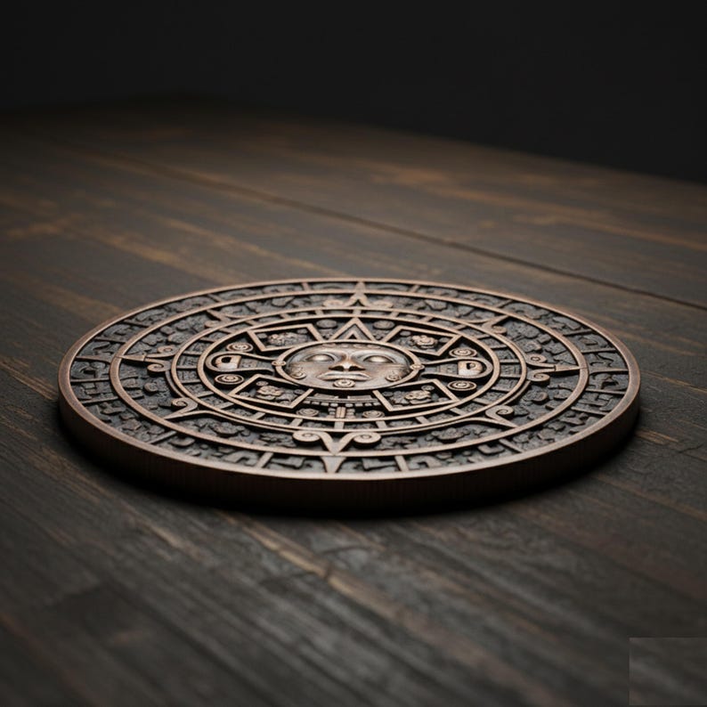 Aztec Calendar Maya Sun Stone PNG Depth Map for CNC Laser Engraving, 16 ...
