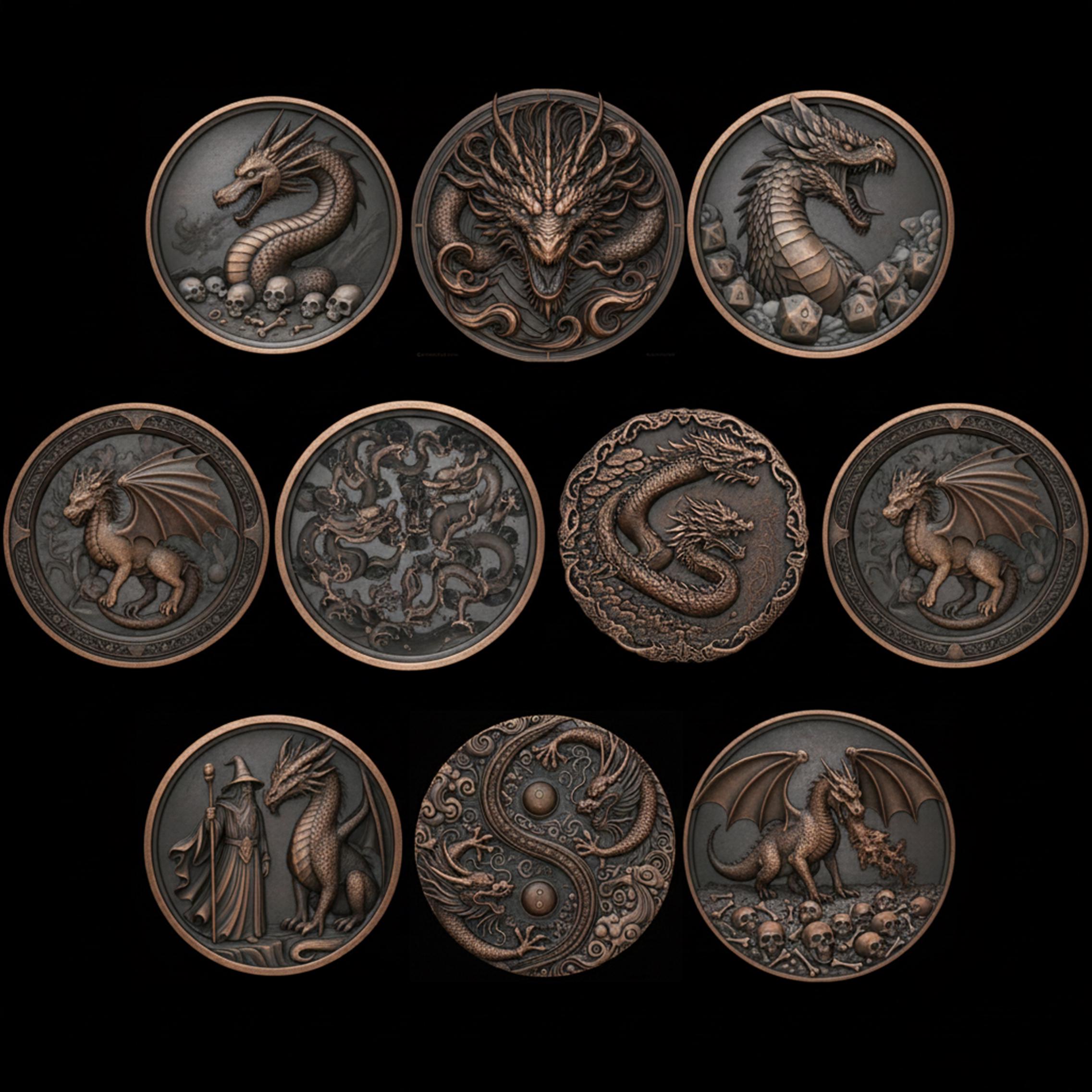 Dragon Coin Depth Map Bundle: 3D Embossing Height Maps for Fiber Laser ...