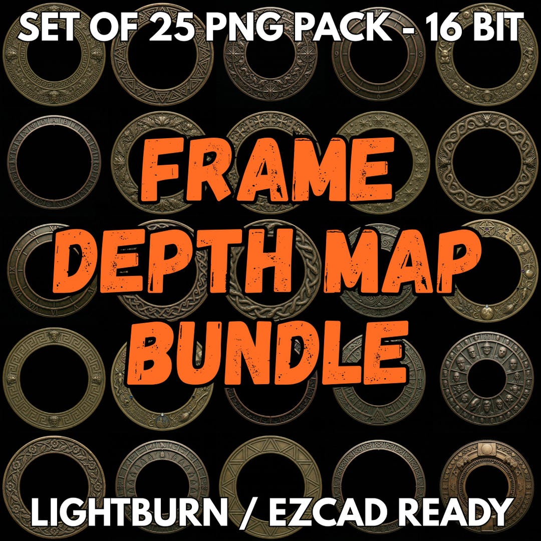 Coin Frame Depth Map Bundle: 25 Pcs 3D Embossing Depth Maps for Laser ...