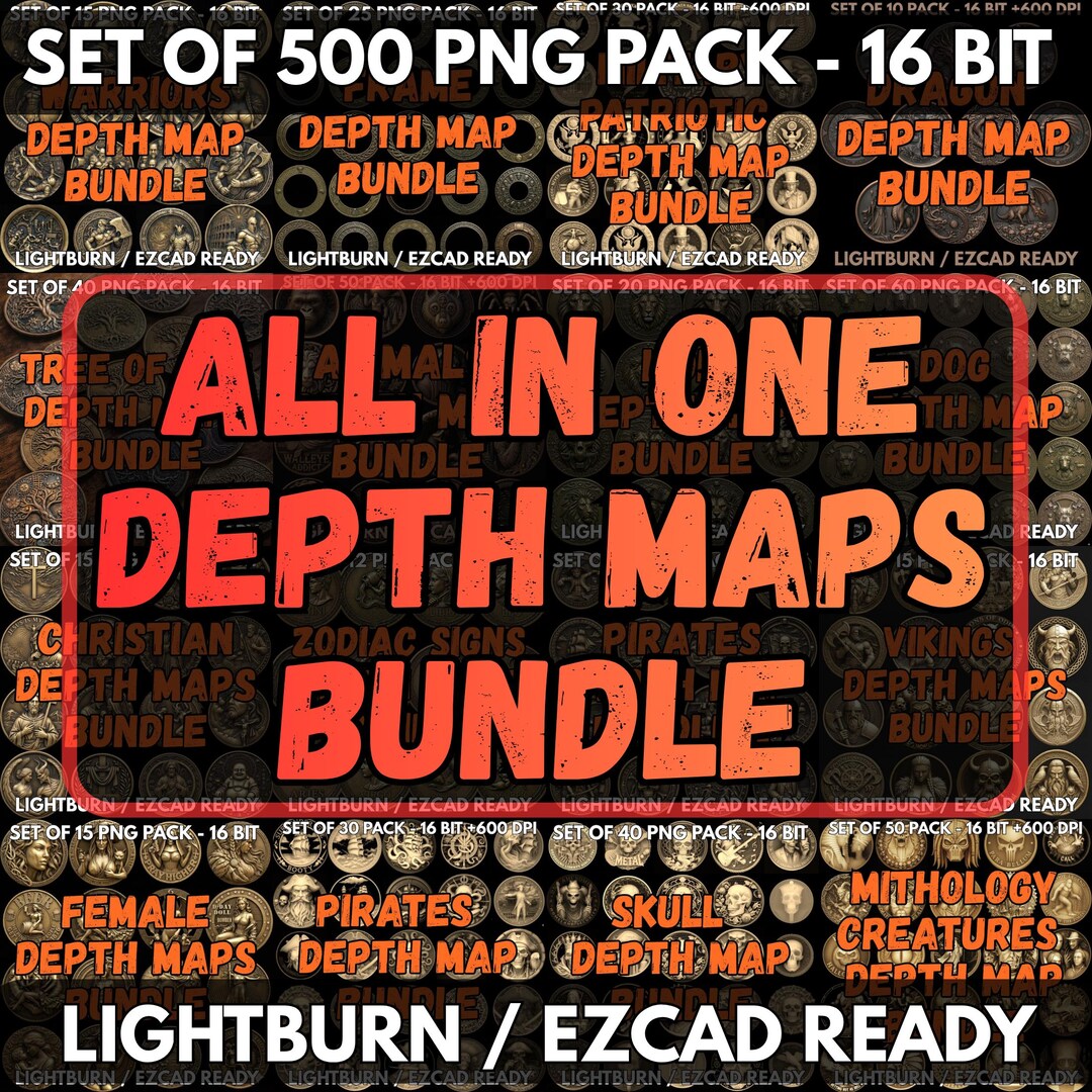 Depth Map Bundle Edc Coins CNC & Fiber Laser Engraving File | Edc Coin ...