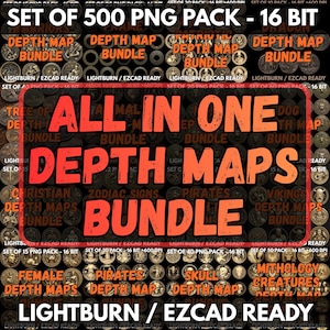 Depth Map Bundle edc coins CNC & Fiber laser Engraving file | edc coin | cnc file | LightBurn | brass coin | cnc | Heightmap | 500+ Designs