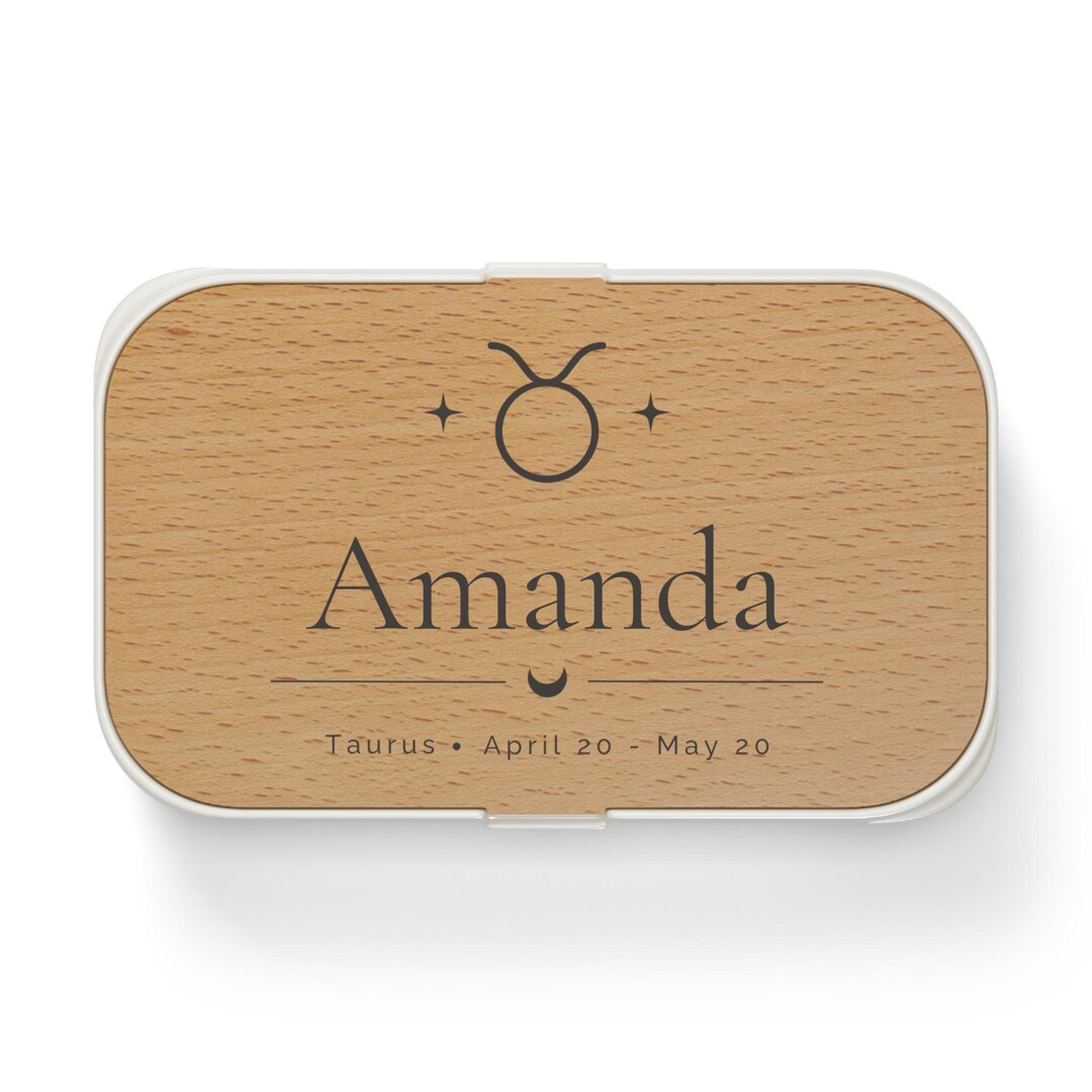 Taurus Personalized Bento Box, Custom Name Wood Lunch Container ...