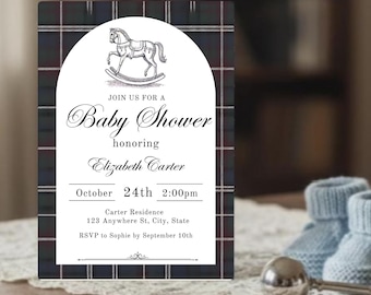 Ralph Lauren Baby Shower Invitation | Canva Editable Template | Polo Baby Shower digital download