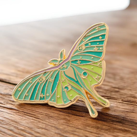 Luna Moth Enamel Pin | Mystical Moth Lapel Pin | Glow in the Dark | Witchy Vibes | Style Accessory | Great for Gifting