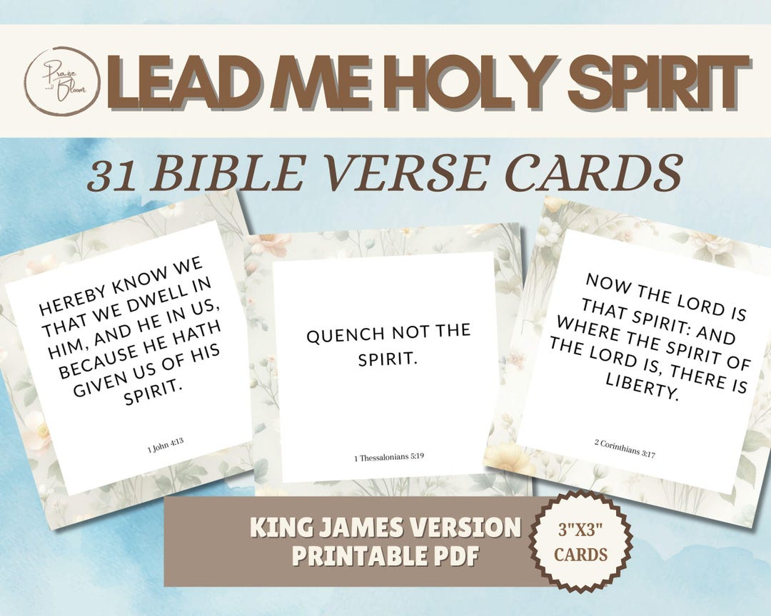 KJV Scripture Cards, Lead Me Holy Spirit, Christian Devotional (digital ...