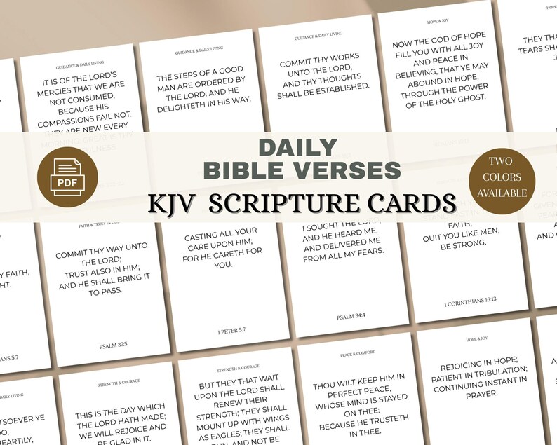Various Scriptures KJV Bible Verse Cards, 50 Daily Scripture Cards (printable PDF) - Etsy