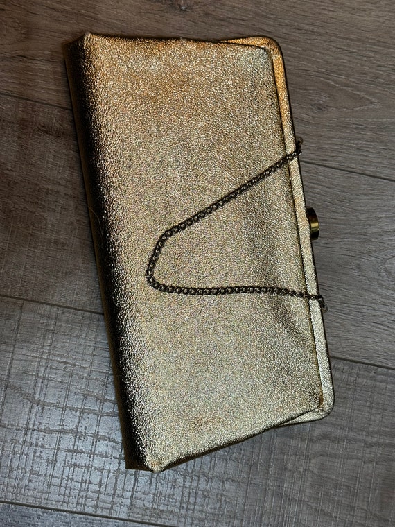GORGEOUS Vintage 50’s Sparkle GOLD Faux Leather E… - image 5