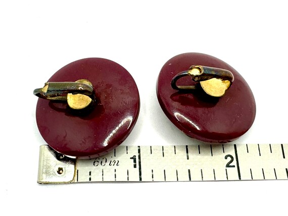 RARE Vtg 30s Dark Red Burgundy Gold Tone ORNATE B… - image 2