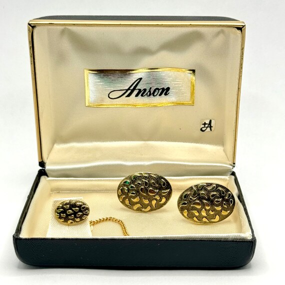 RARE Vtg 60’s ANSON Cuff Links & Tie Tack Men Jewe