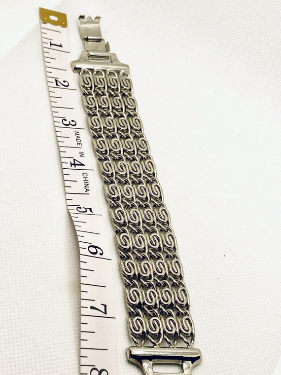 VINTAGE 1960s Silver Tone Chain Mail Mesh Bracele… - image 3