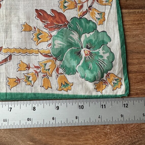 LOVELY Vintage 50’s Mint Green Yellow Brown Flowe… - image 2