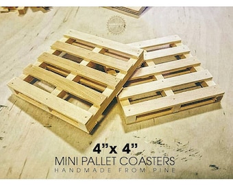 Mini pallet coasters, handmade from pine, 4"x4", great gift idea Pinterest (Pack of 2)
