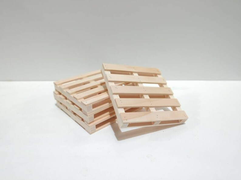 Set of 4 mini pallet coasters, handmade from pine, 4x4, great gift idea Pinterest image 2