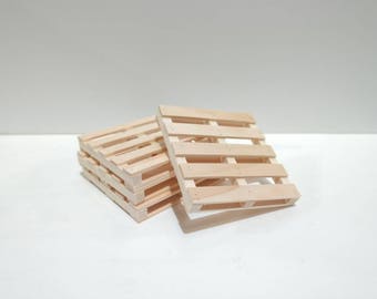 Bulk 100 Pack Mini Pallet Coasters 4"x4"