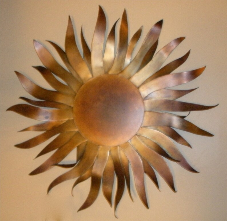 Sun Sculpture Metal Garden & Home Art With Copper Patina Etsy