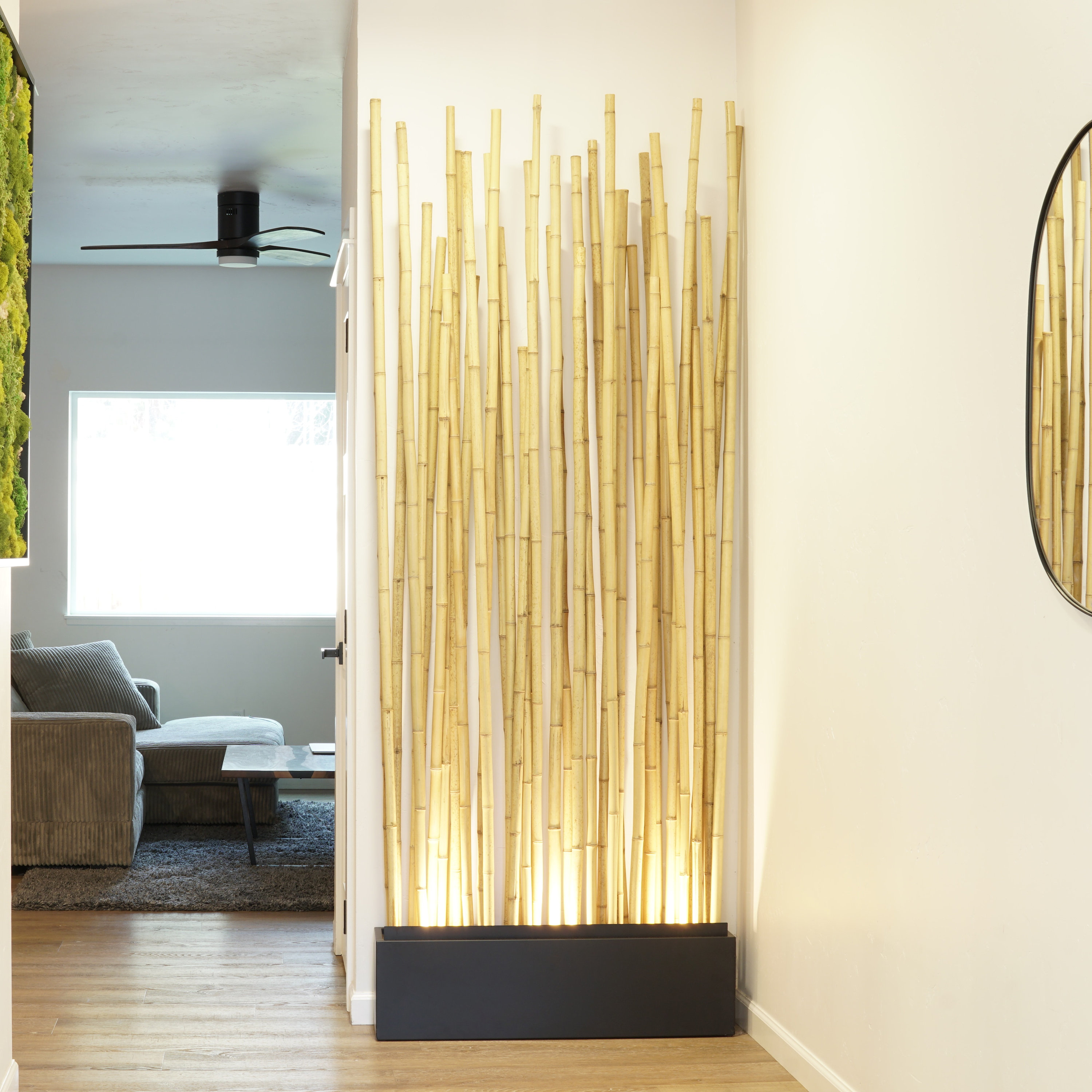 Bamboo Accent Wall Modern Lighting | Room Divider Floor Lamp | Zen Style Adjustable Color Temperature With Remote