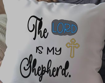 Der Herr ist mein Hirte Vinyl Weiß Kissenbezug - Kreuz Design - Christian Decor