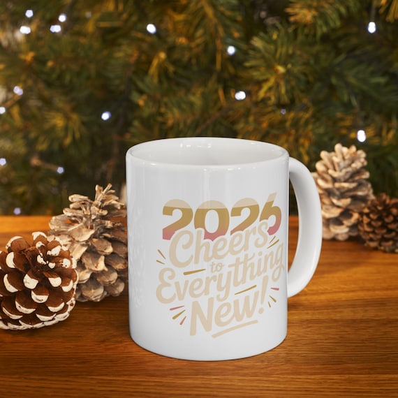 Happy New Year 2026 Cheers to Everything New Mug | Ceramic 11oz 15oz