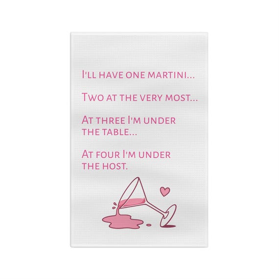 Funny Martini Microfiber Tea Towel | Cocktail Bar Humor, Drink Recipe Art