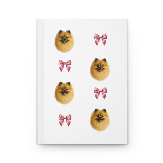 Pomeranian with Bows Hardcover Journal, Matte Writing Notebook