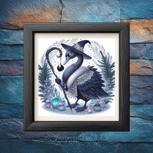 Witch Swan Cross Stitch Pattern – Gothic Magic Potions – Dark Fantasy Bird – PDF Download