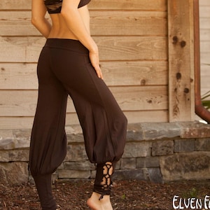 Lace Up Yoga Harem Pant with Cut Out lace up Ankle, breathable, cotton, dance, festival, yoga pants image 1