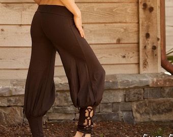 Lace Up Yoga Harem Pant with Cut Out lace up Ankle, breathable, cotton, dance, festival, yoga pants