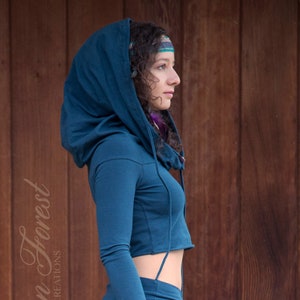 Cropped Hoodie Top with Generous Hood Elven Forest, festival clothing image 4