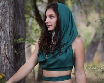 Cowl hood Crop Top ~ the original ~ Elven Forest, Festival top