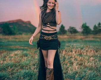 MiniMaxi Skirt ~ with Scrunchi Sides ~ Show off your tights or leg warmers~ Elven Forest, Festival clothing