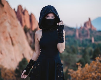 Celestial Dust Mask Hoodie Dress  Earthy clothing inspired by fairytale  and festivals as well as by underground communities of artists and  travelers.