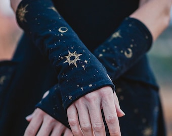 Celestial Fingerless Gloves ~ Elven Forest, festival clothing, arm warmers, fun accessories, love