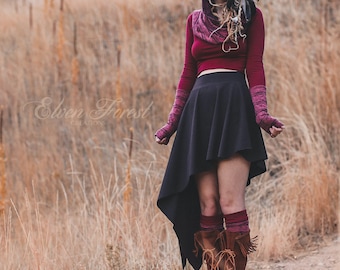 Asymmetrical Pixie Skirt ~ Dramatic Angles ~ Elven Forest ~ Festival clothing