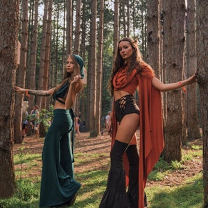 Wing Sleeve Crop top With Generous Hood Elven Forest, Festival Clothing, Burning Man costume, Ren Faire, Greek vibes, Goddess wear image 4