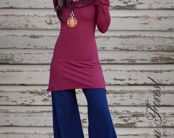 Boatneck Hoodie Dress ~ with long sleeves ~ Elven Forest, Elven Dress