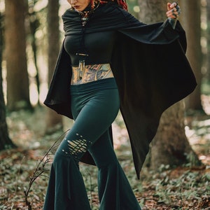 Crop Top Hoodie with Cape Sleeves Elven Forest, Festival Clothing image 6