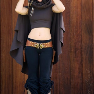 Crop Top Hoodie with Cape Sleeves Elven Forest, Festival Clothing image 4