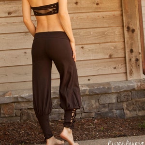 Lace Up Yoga Harem Pant with Cut Out lace up Ankle, breathable, cotton, dance, festival, yoga pants image 2