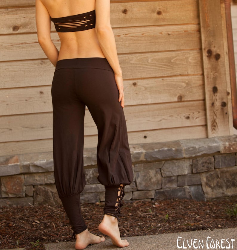 Lace Up Yoga Harem Pant with Cut Out lace up Ankle, breathable, cotton, dance, festival, yoga pants image 2