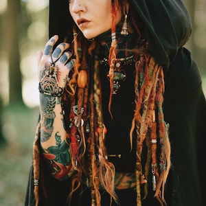 Crop Top Hoodie with Cape Sleeves Elven Forest, Festival Clothing image 8