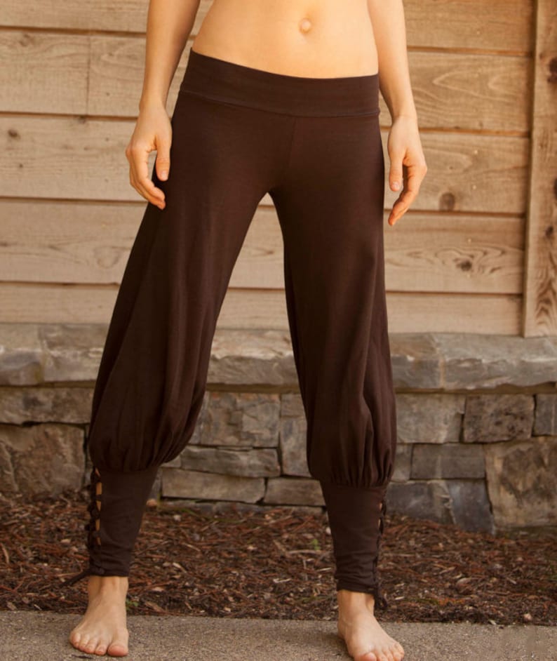 Lace Up Yoga Harem Pant with Cut Out lace up Ankle, breathable, cotton, dance, festival, yoga pants image 3